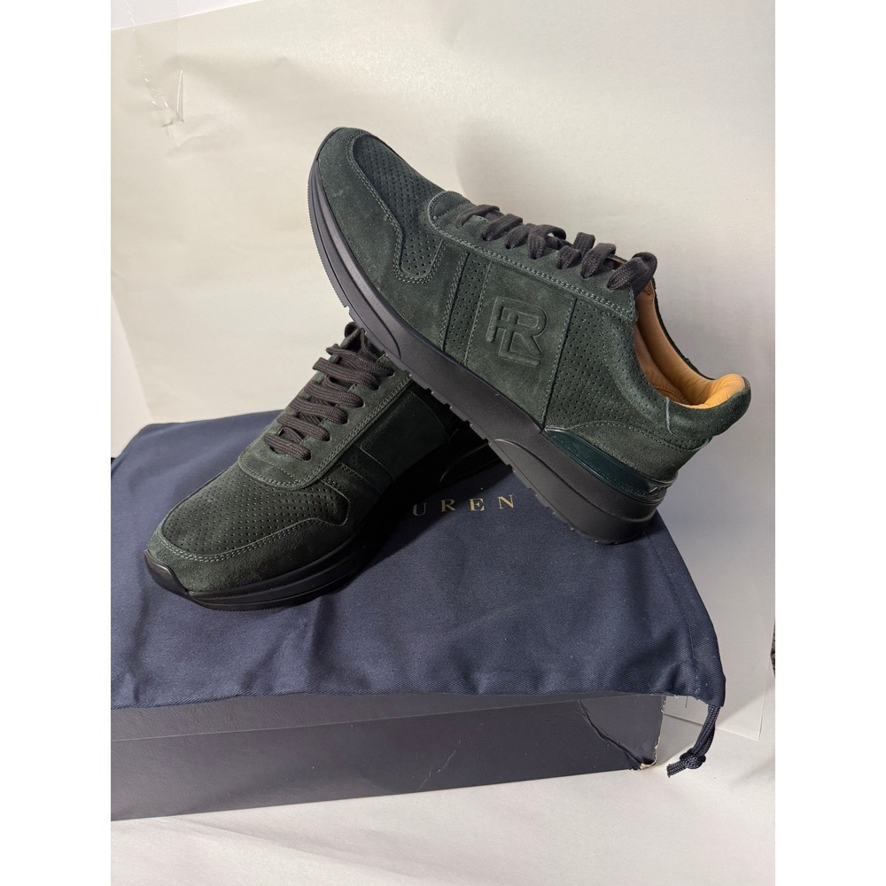 Ralph Lauren Purple Label Ethan II Green Calfskin Suede Sneaker Mens 8.5D UK 43
